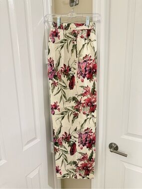 Tommy Bahama Cream Maxi Skirt with Pink and Red Floral Print